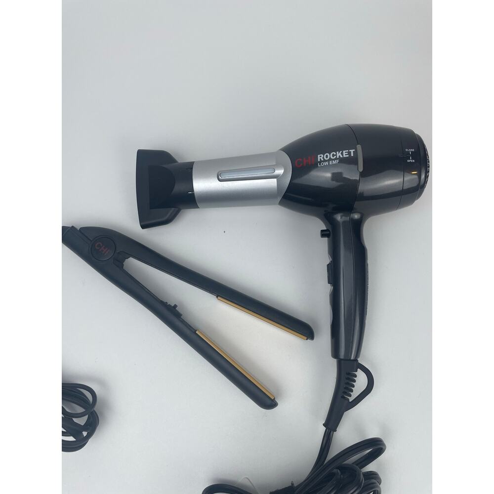 CHI Rocket Low EMF 1800W Hair Dryer and CHI Global Beauty 1” Flat Iron TESTED